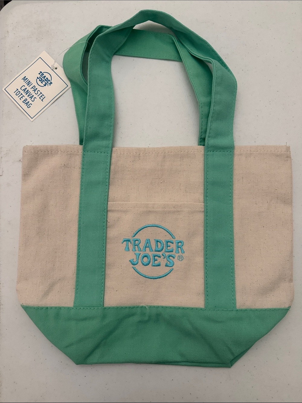 Mini Canvas Tote Bag in Pastel Green